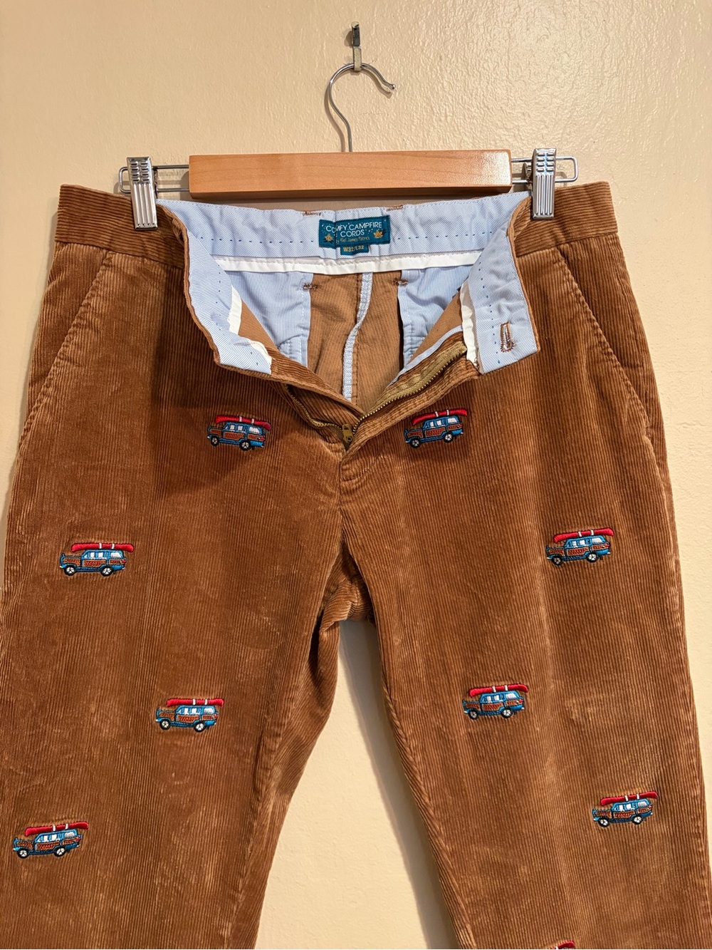 KJP Comfy Campfire Cords Little Wagon & Boat Themed Men’s Pants, Retro Outdoor - Picture 5 of 8